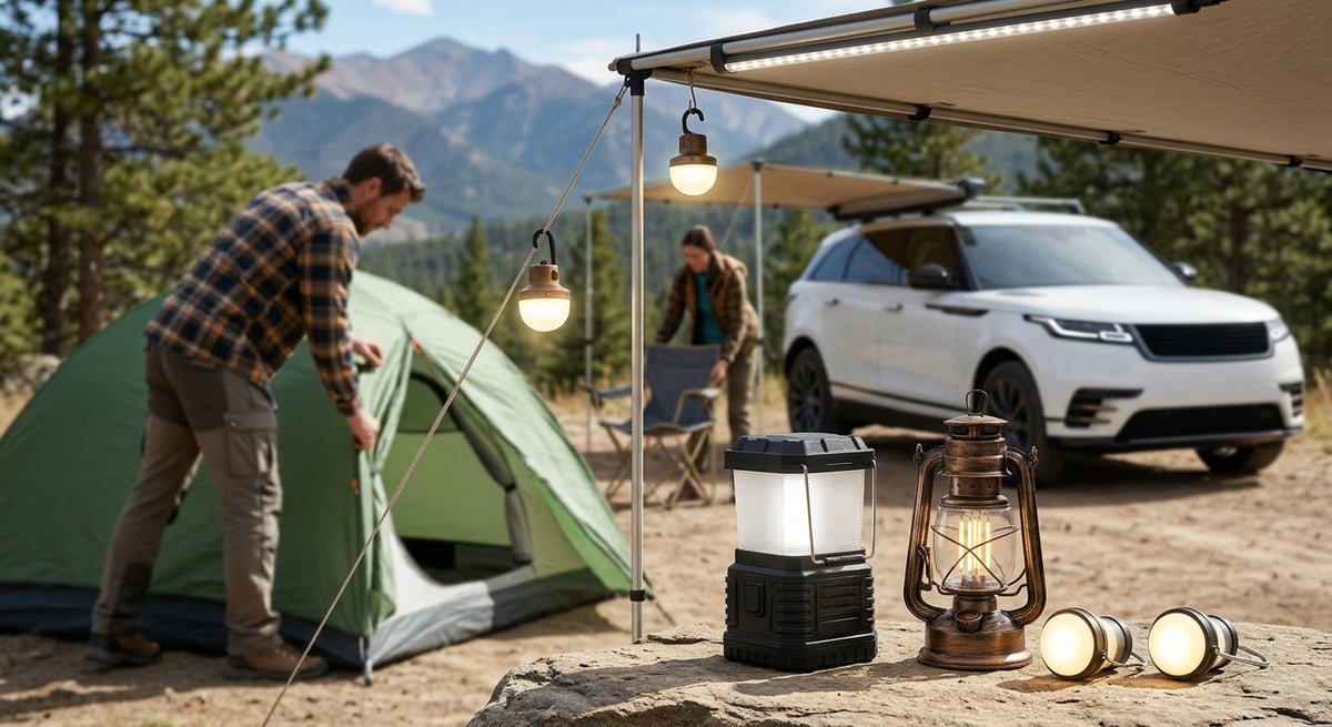 Camping Light - Rechargeable Lantern, Multiple Colors - In Use Day
