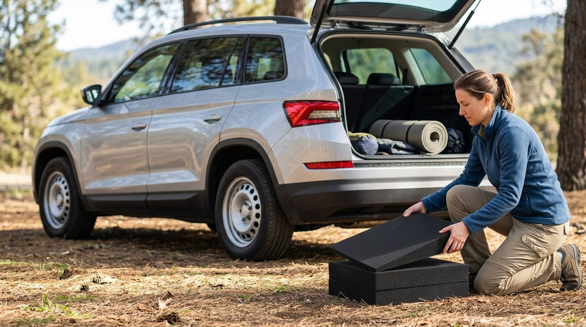 Car Rear Seat Leveling Pad - Sleeping Mat - In Use Day