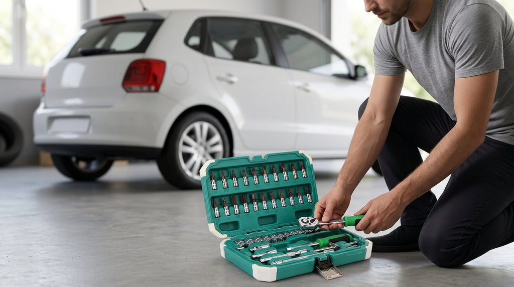 Auto Repair Tool Kit, 55-Piece Socket & Wrench Set - In Use Day