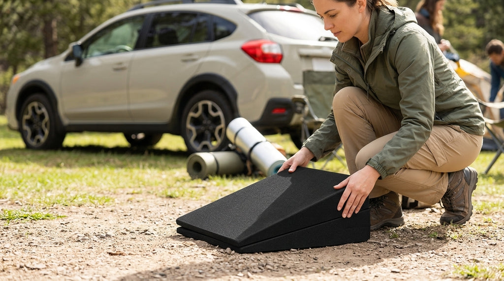 Car Rear Seat Leveling Pad - Flat Sleeping Mat - In Use Day