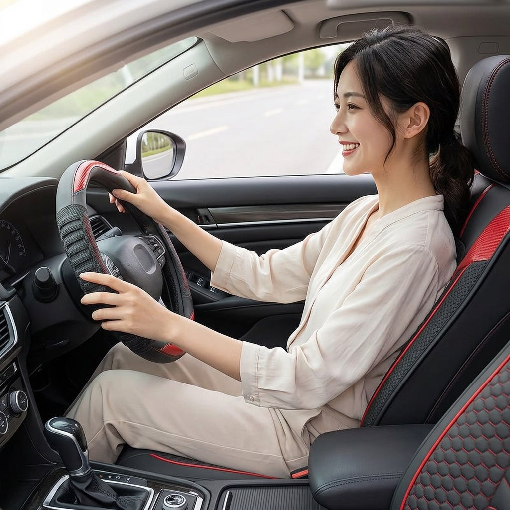 Four-season universal honeycomb sports handlebar covers, steering wheel covers, anti-slip modification covers, cross-border Douyin one-piece dropshipping - Woman Driver Day