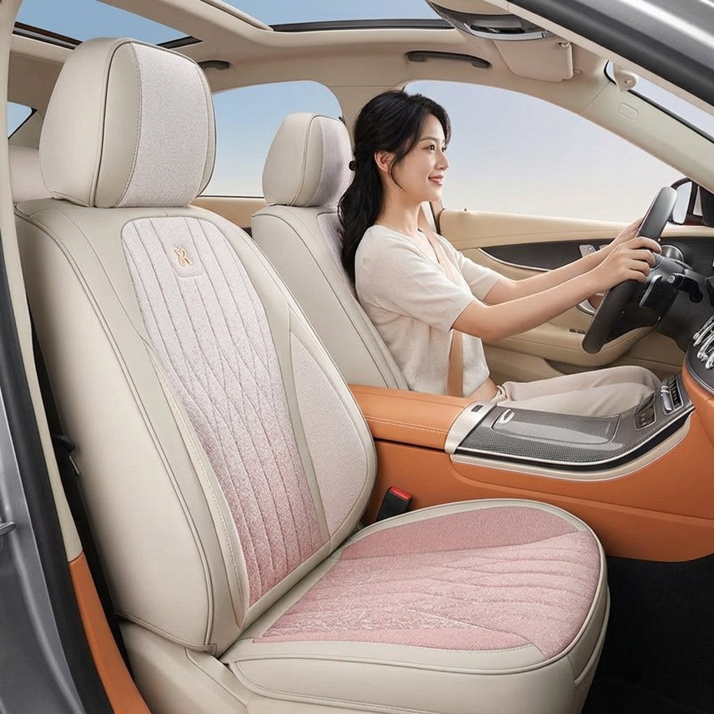 Car seat cushion linen fabric art all-inclusive all-season universal goddess seat cushion 2026 new model interior breathable seat cover wholesale - Woman Driver Day