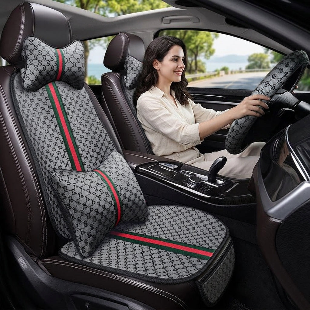 Car seat cushion all-season universal Kuqi three-piece set - Woman Driver Day