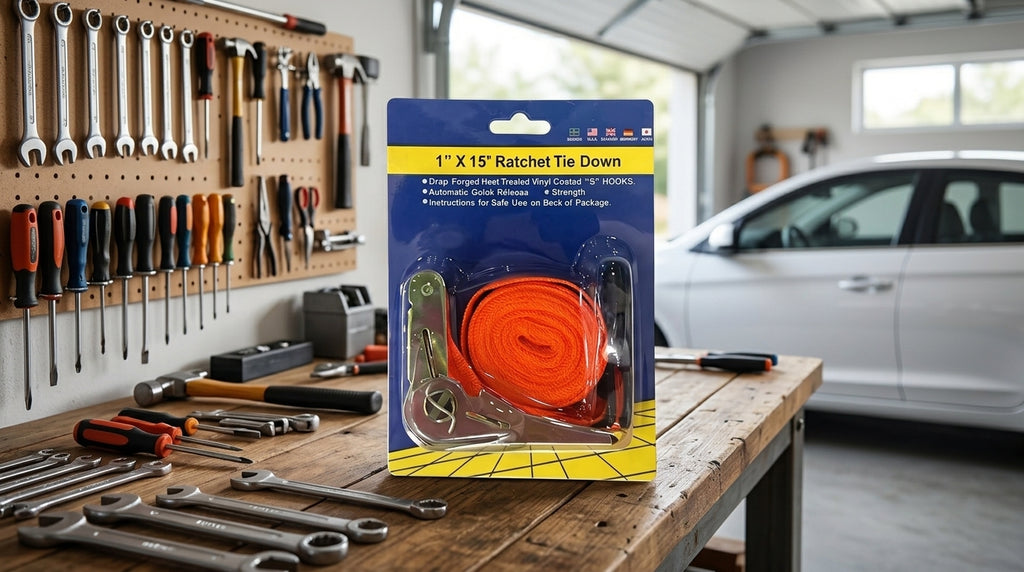 Ratchet Tie Down Strap - 1 inch x 15 feet - Workbench Day