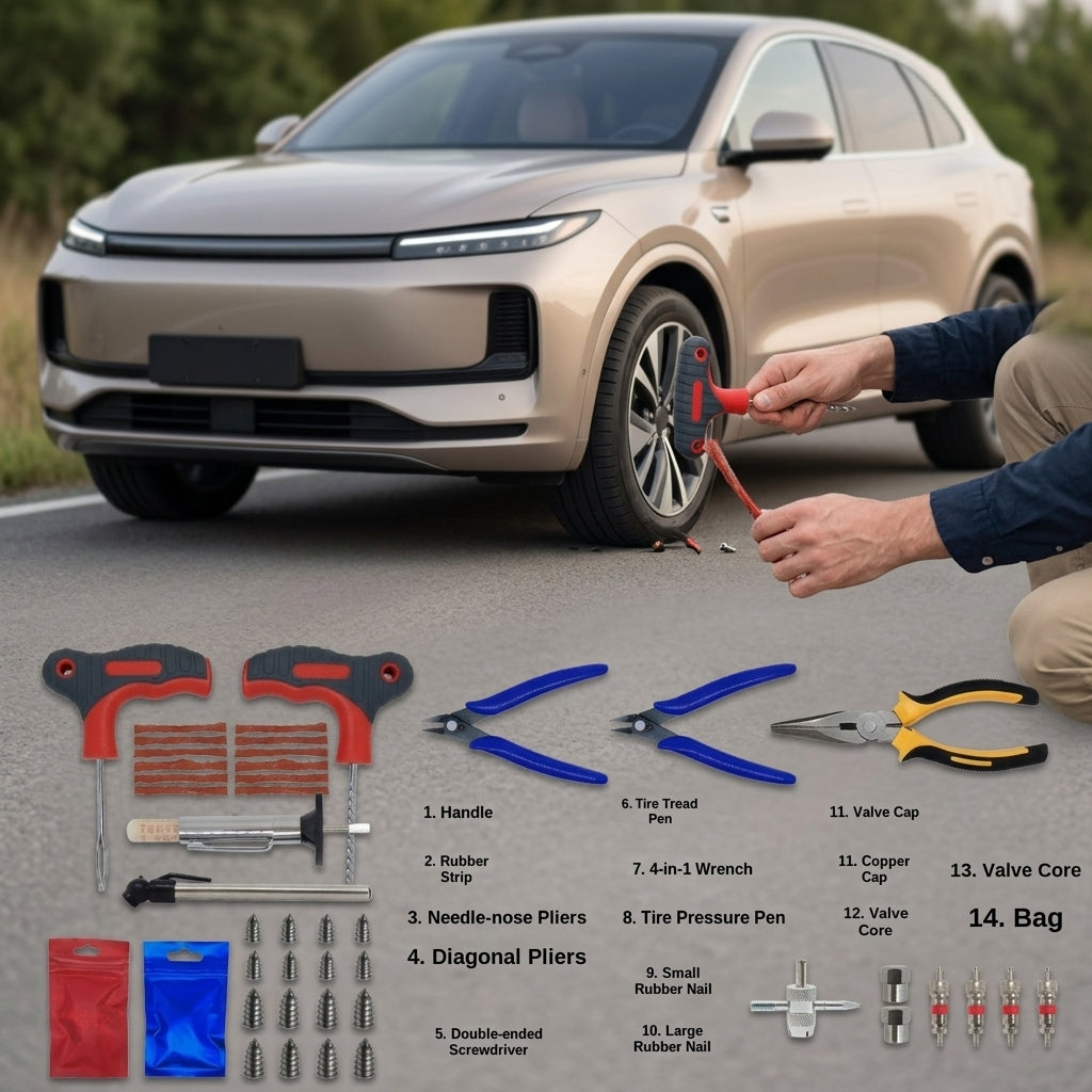 Tire Repair Tool Set - Universal Fit - In Use Day