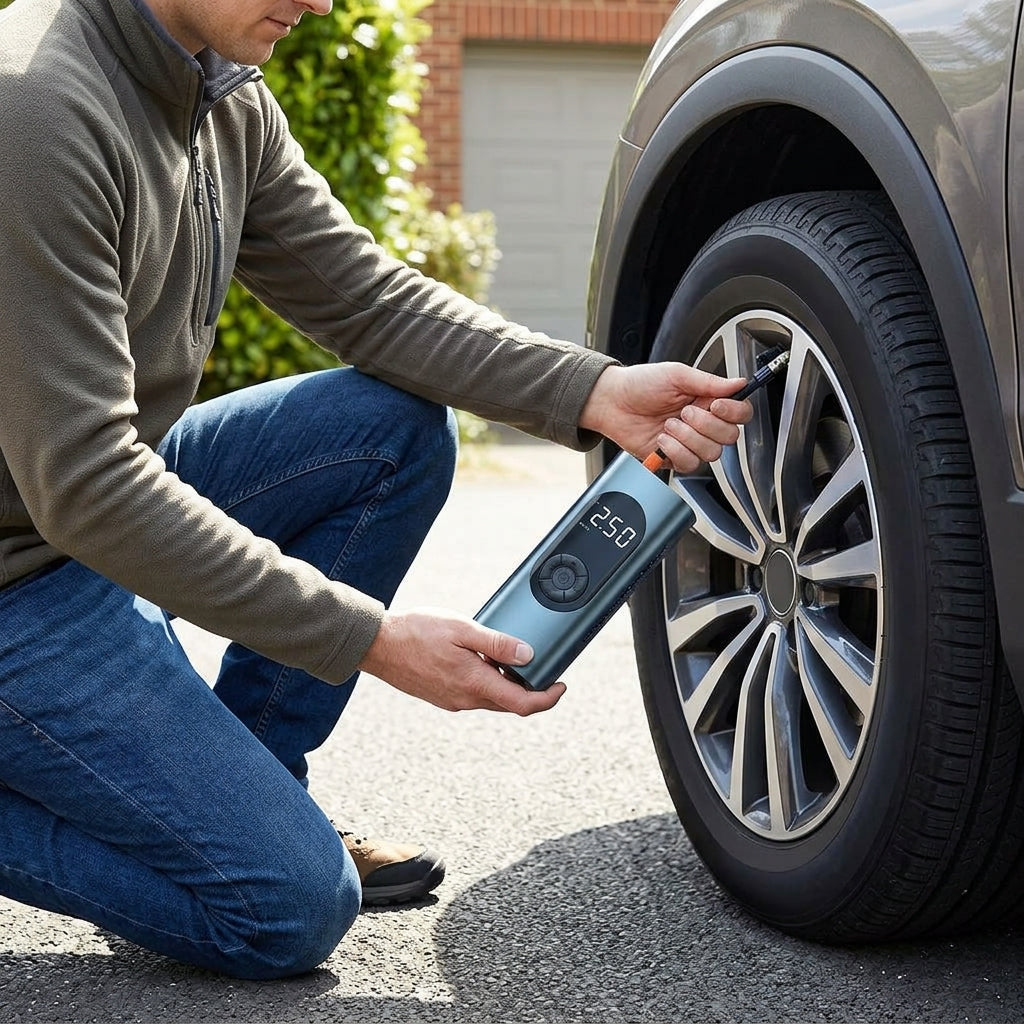 Cross-border Cordless Air Pump Portable Car Electric Pump High Power Tire 12v Car Inflator Pump - In Use Day