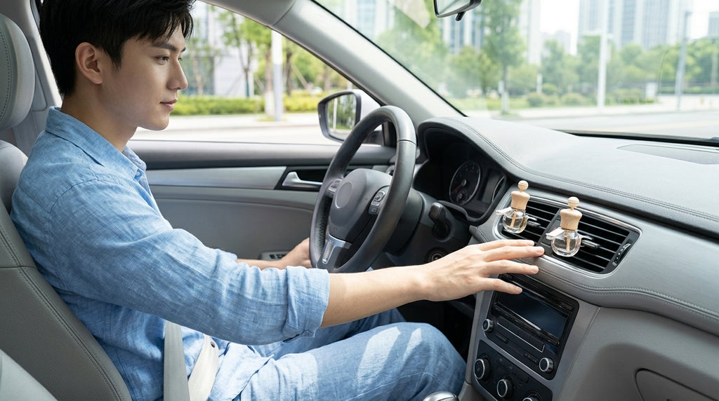 High-end car essential oil diffuser, car long-lasting light fragrance, car plant aromatherapy, air conditioning air outlet, empty bottle of perfume - In Use Day