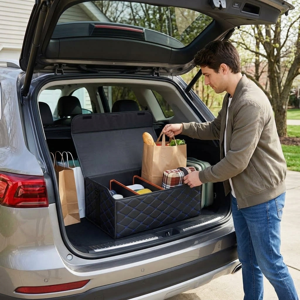 Wholesale cross-border car trunk folding storage boxes, camping storage boxes, outdoor picnic organizer storage boxes - In Use Day