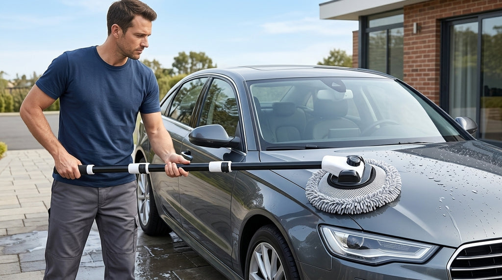 Car Wash Mop Retractable Bending Rod, Car Special Mop, Injury Resistant Car Car Wash Brush, Cleaning Tools, Car Cleaning Tools, Car Polishing Artifact - In Use Day