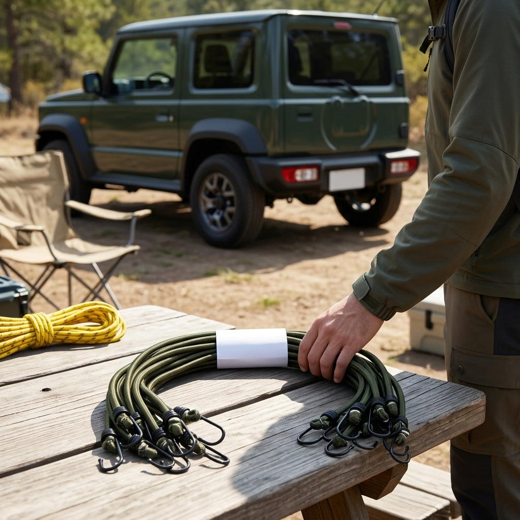 Bungee Cord Strap - 8mm Military Green (Pack of 10) - In Use Day
