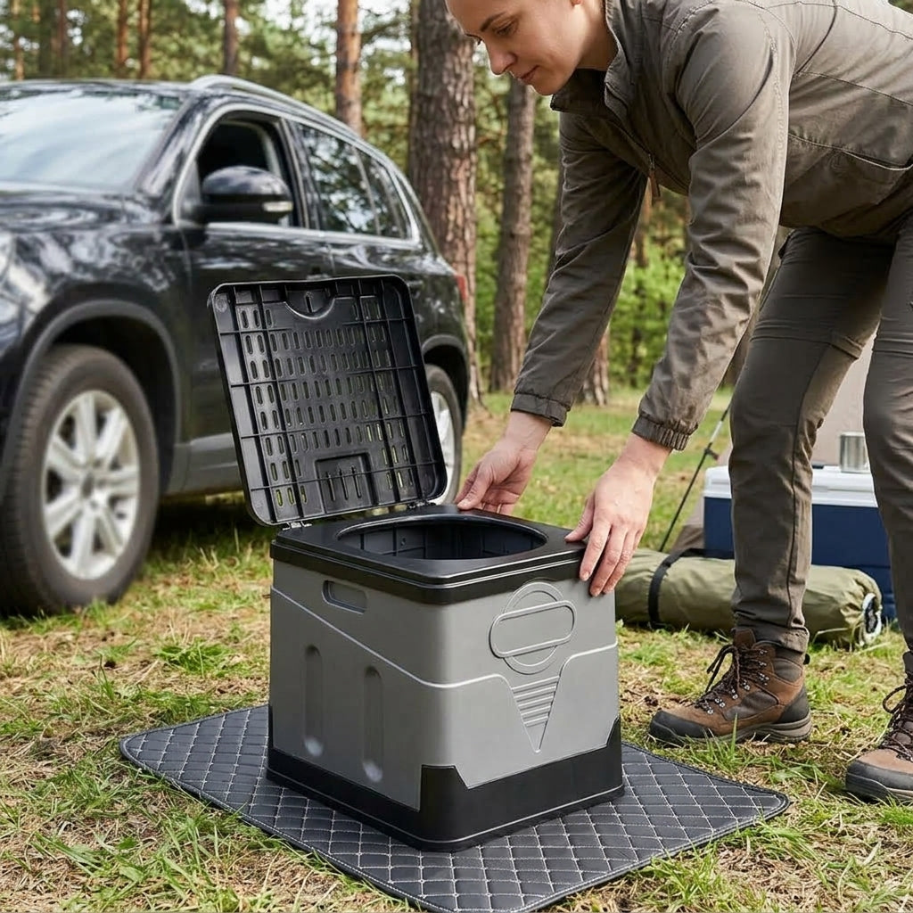 [In Stock Wholesale] Foldable Toilet, Foldable Portable Toilet, Outdoor Camping Van-mounted Toilet, Emergency Toilet - In Use Day