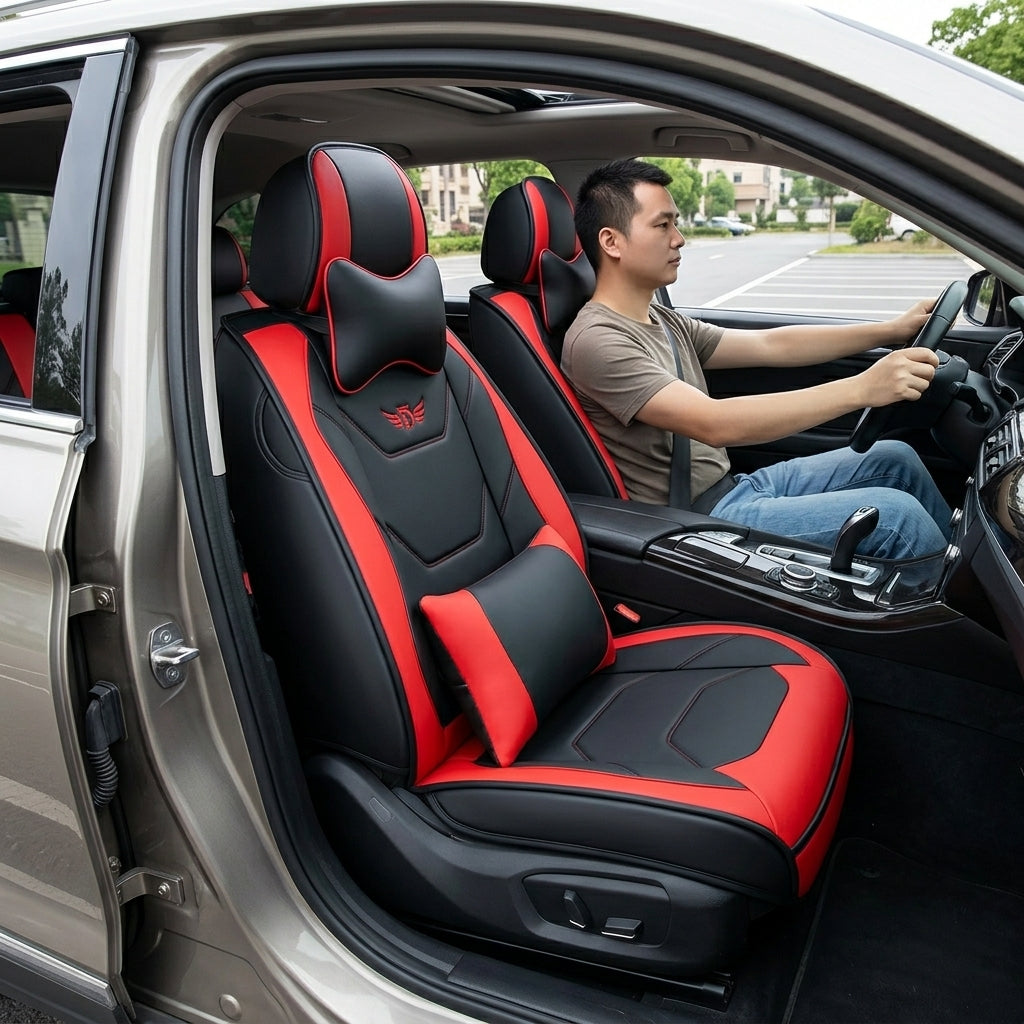 New car cushion leather all-wrap wear-resistant leather car seat cover is suitable for small car SUV car seat cover in all seasons - In Use Day