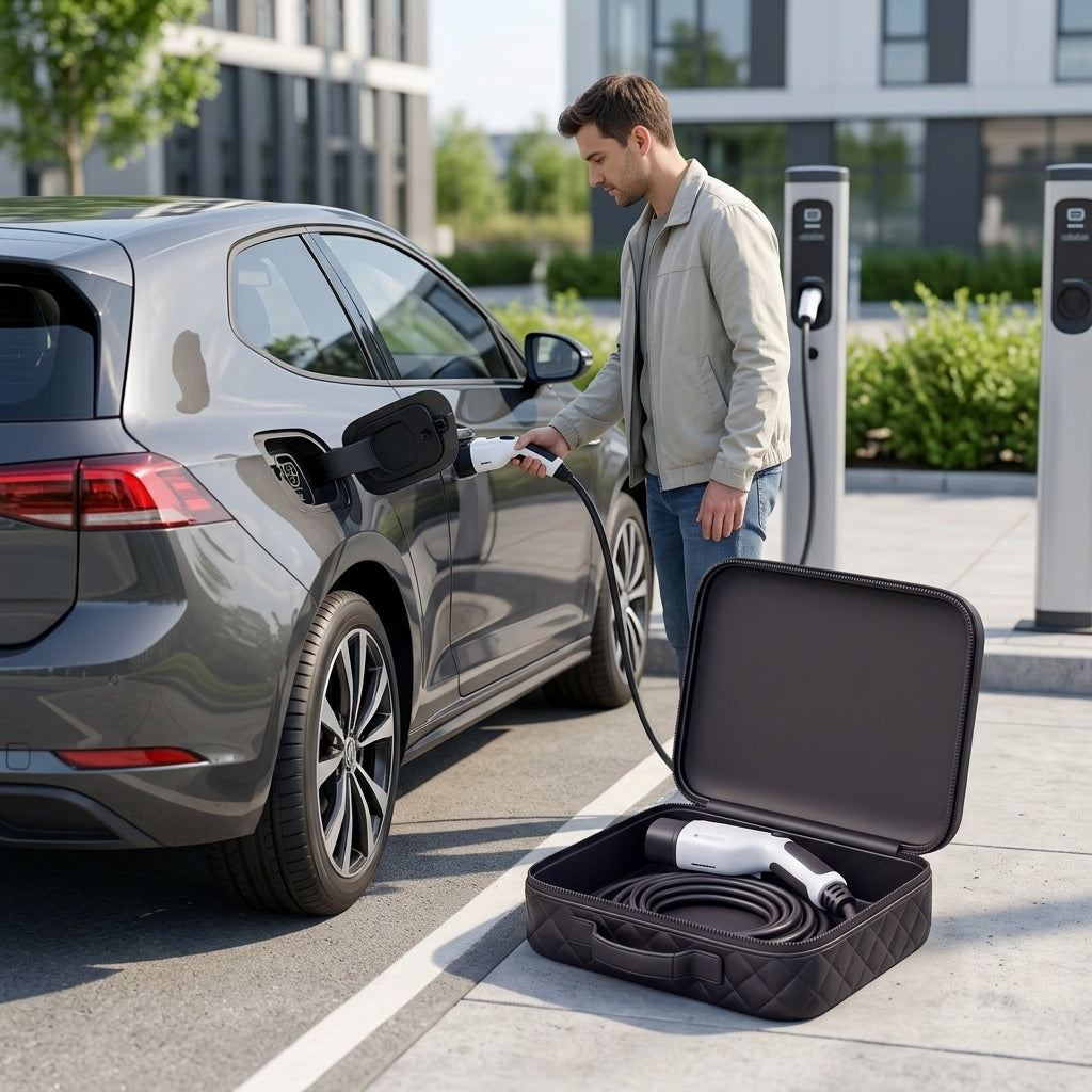 Charging gun storage bag, car charger storage bag, logo-printed waterproof charging gun bag, new energy vehicle bag - In Use Day