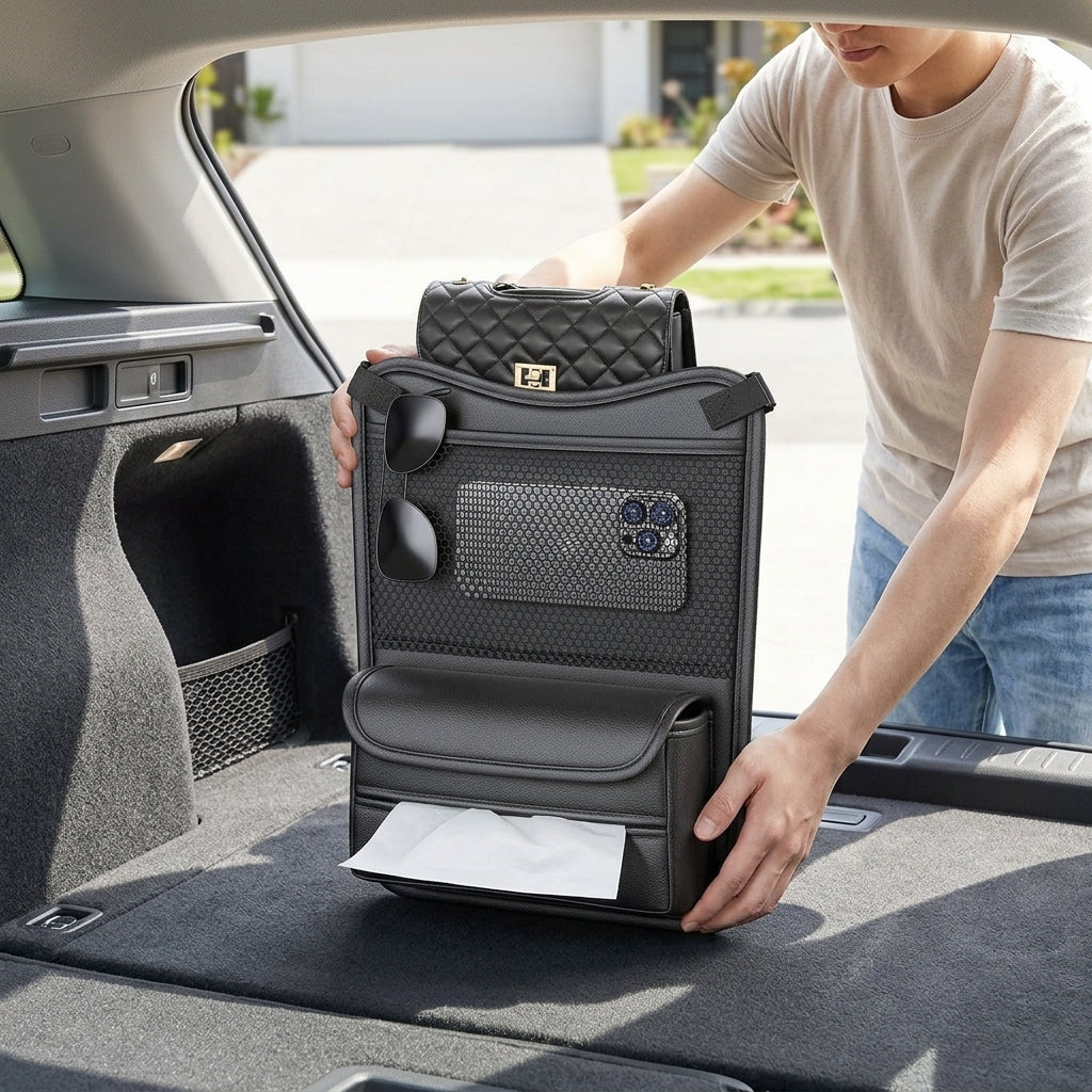 Car middle seat storage, car storage, hanging bag, multi-functional central control bag, car essential supplies in stock - In Use Day