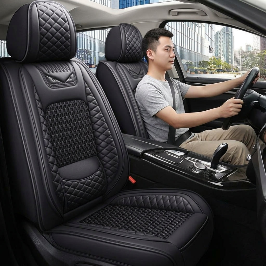Cross-border foreign trade all-season dedicated seat cover full-coverage car seat cover leather seat cover summer ice silk seat cushion - In Use Day