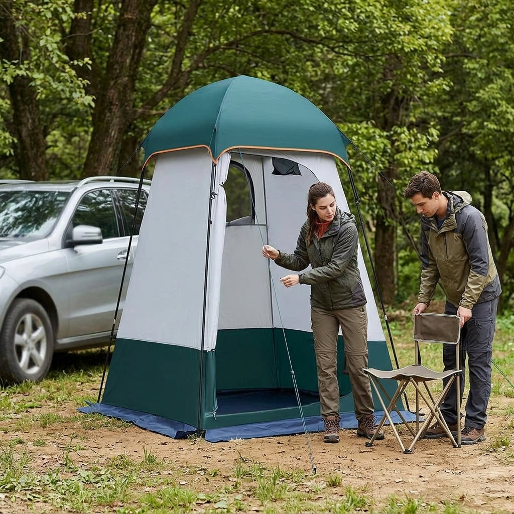 Enlarged and raised outdoor dressing, bathing, tents, camping, beach, fishing tent, model changing mobile toilet tent - In Use Day
