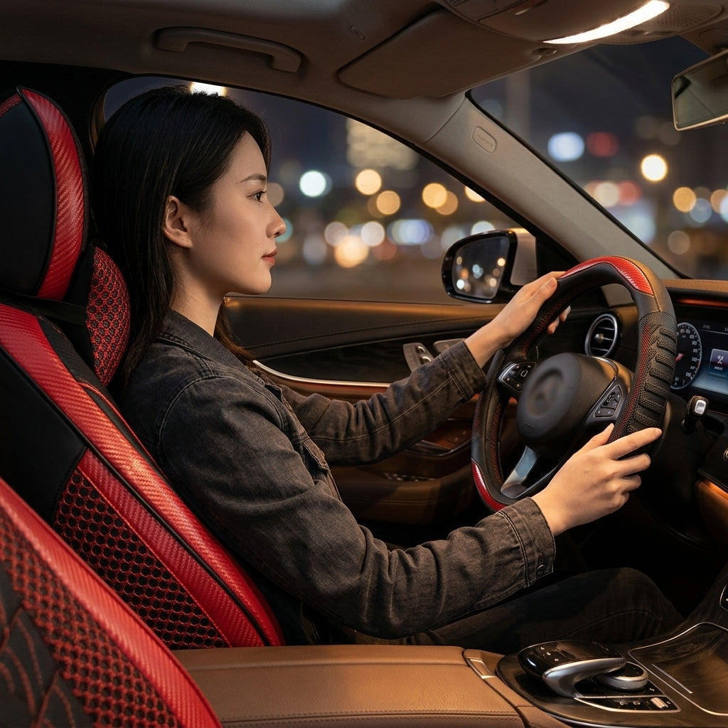 Four-season universal honeycomb sports handlebar covers, steering wheel covers, anti-slip modification covers, cross-border Douyin one-piece dropshipping - Woman Night Atmosphere