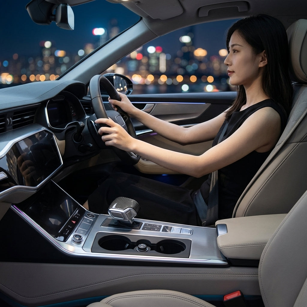 Suitable for Audi A6L A4L Q5LA3Q7Q2L gear shift cover, carbon fiber texture gear lever cover, and automotive interior modification - Woman Night Atmosphere