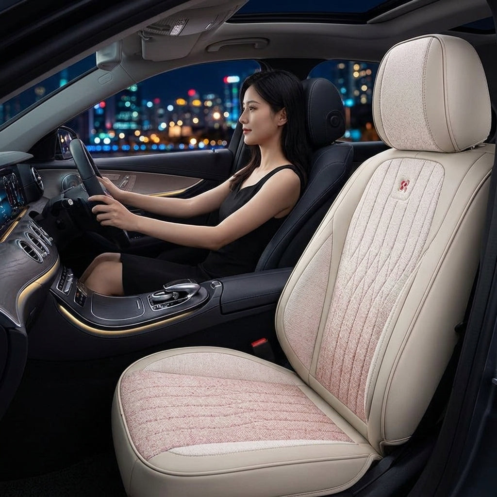 Car seat cushion linen fabric art all-inclusive all-season universal goddess seat cushion 2026 new model interior breathable seat cover wholesale - Woman Night Atmosphere