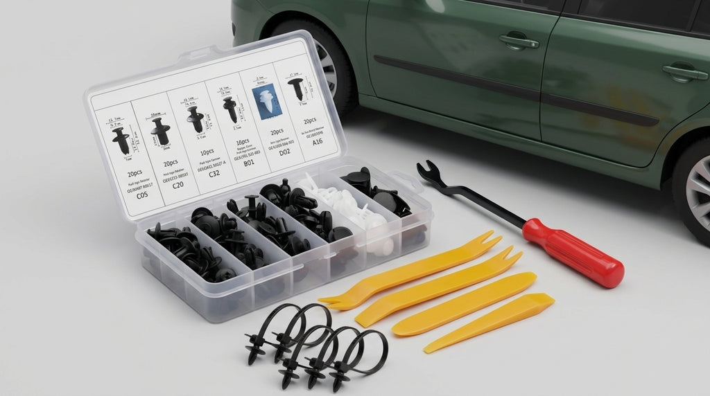 Domestic trade and foreign trade 100PCS car general boxed buckle combination set door panel nylon wheel eyebrow clamp HE26 - Detail Top