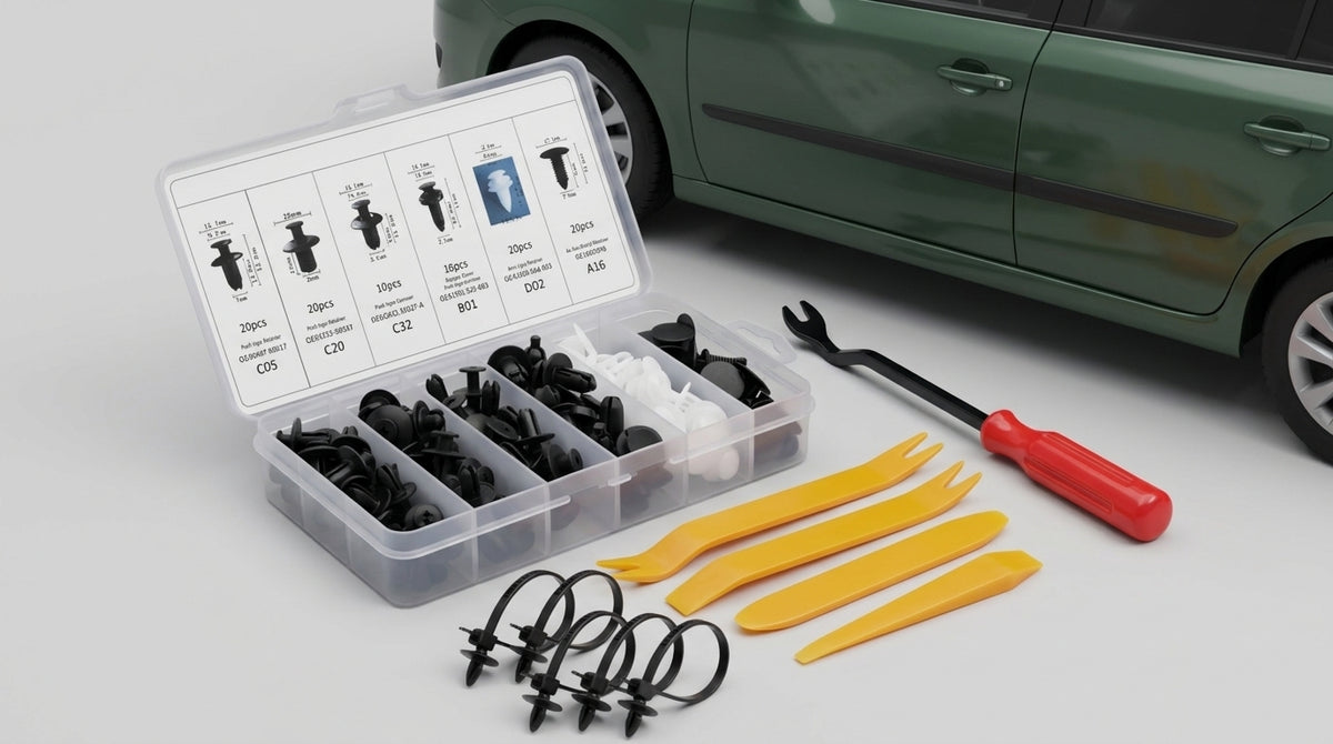 Domestic trade and foreign trade 100PCS car general boxed buckle combination set door panel nylon wheel eyebrow clamp HE26 - Detail Top