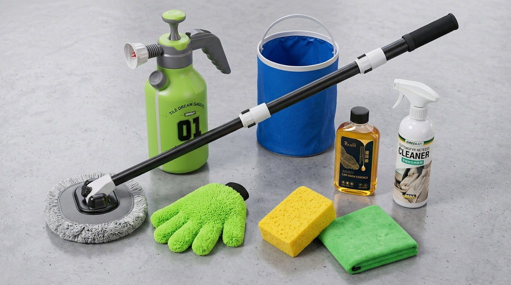 Green Forest Car Wash Tool Complete Set, Household Mop, Car Cleaning Tool, Self-Service Car Brushing Supplies Without Damage - Detail Top