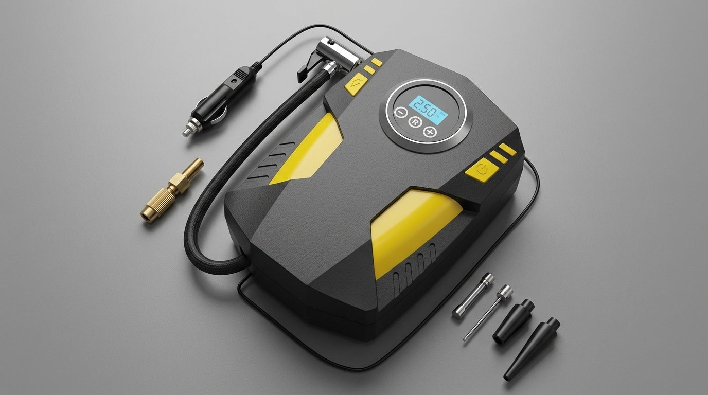 Car air pump digital display portable electric 12v tire inflator multi-function vehicle car air pump - Detail Top