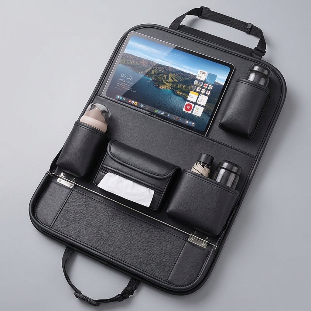Car seatback storage bag, hanging bag, car front seat, rear seat shelf, small table, and in-car artifact - Detail Top