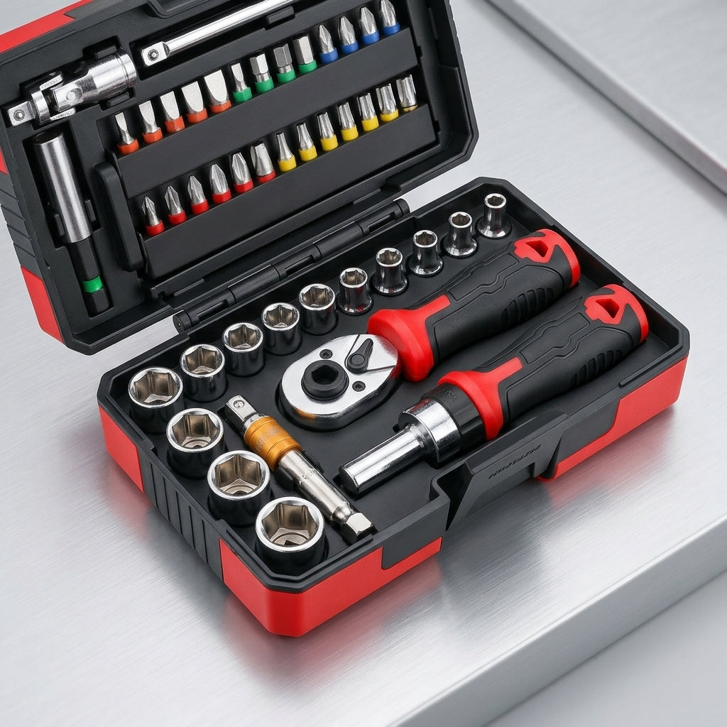 Cross-border ratchet wrench set 45-piece household multifunctional high-torque ratchet wrench screwdriver combo tool - Detail Top