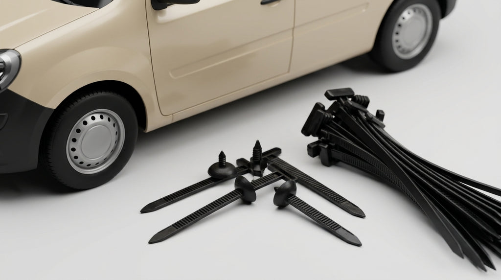 New automotive nylon high-strength anti-aging plastic fastener, black wire tightener, piercing stud, tie, belt buckle - Detail Top