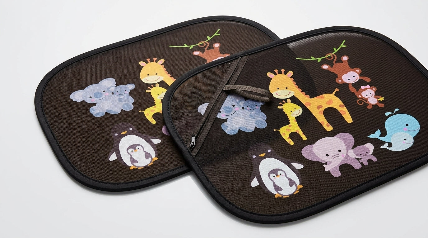 Car interior sun shield, side window heat insulation, sun protection static static sticker, sun shield, cartoon window film with logo printing - Detail Top