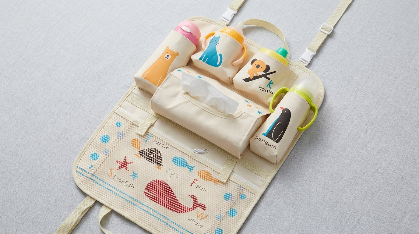 New car seat back bag, Japanese cartoon cute multifunctional storage bag, baby supplies, car storage hanging bag - Detail Top