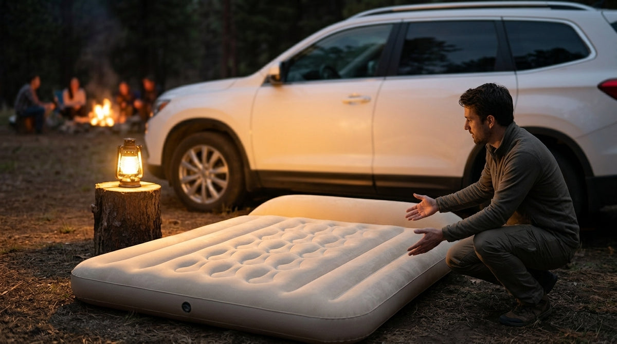 Car rear travel mattress new energy sleeping travel automatic charging and discharging carry leveling to fill the inflatable bed - Evening Camp