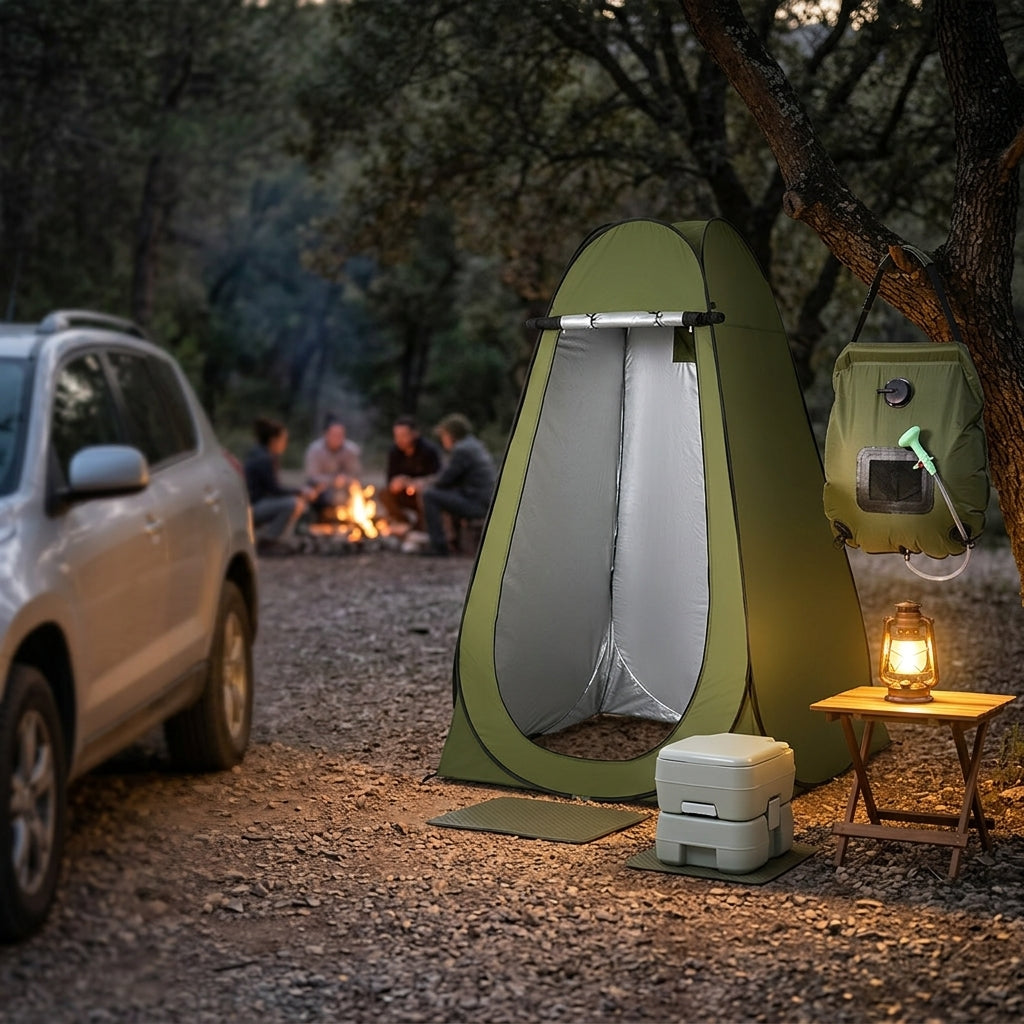 2025 Cross-border Hot Outdoor Shower Tent, Shower Bag, Toilet Combo, Changing Tent, Solar Drying Water Bag - Evening Camp