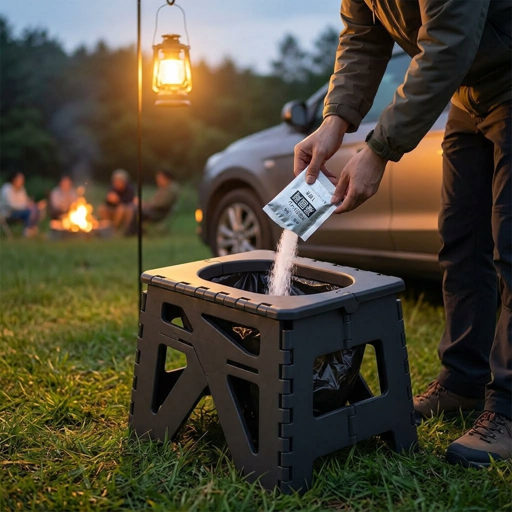 Outdoor camping folding toilet, car-mounted portable odor-resistant adult mobile travel toilet stool - Evening Camp