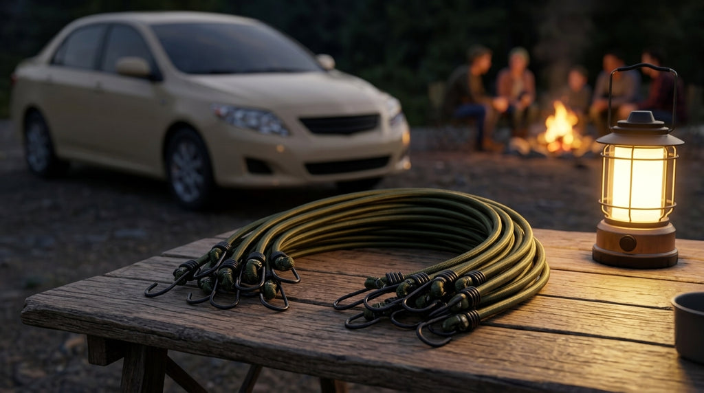 Bungee Cord Strap - 8mm Military Green (Pack of 10) - Evening Camp