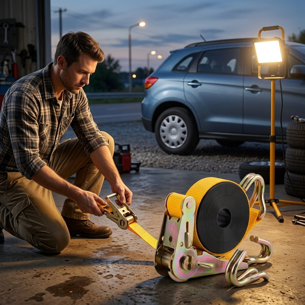 Ratchet Tie-Down Strap 5m x 25mm 500kg - Evening Garage