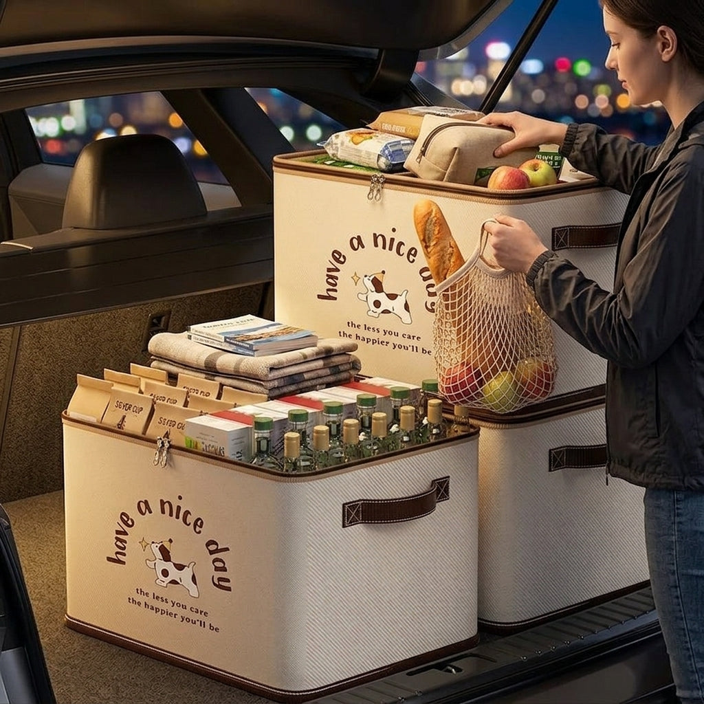 Car trunk storage box, foldable cartoon storage box, large-capacity car storage box, portable organizer box - Lifestyle Night