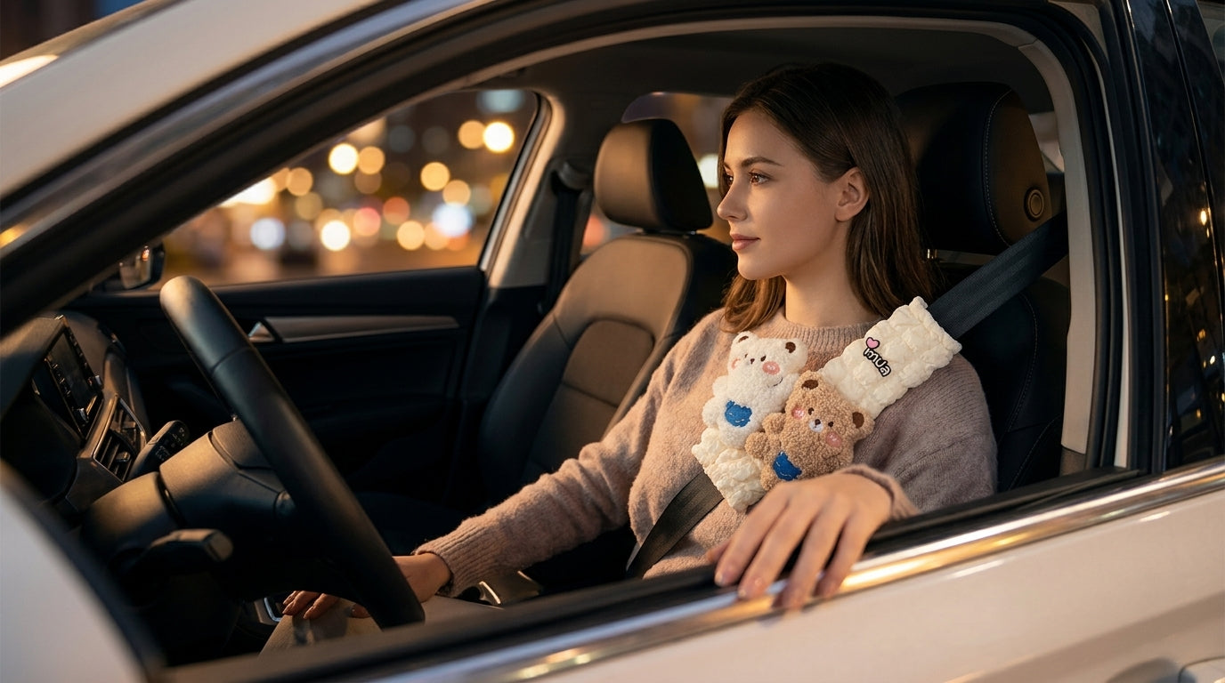 Car seat belt shoulder pads, creative cute children's anti-strain safety belt, and a pair of decorative protective covers - Lifestyle Night