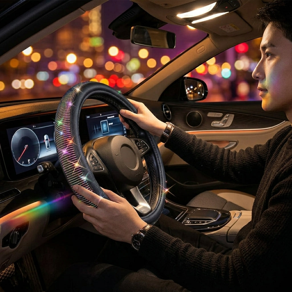 New car rhinestone fully rhinestone-hot rhinestone steering wheel, personalized handlebar cover, unisex steering wheel, Amazon - Lifestyle Night