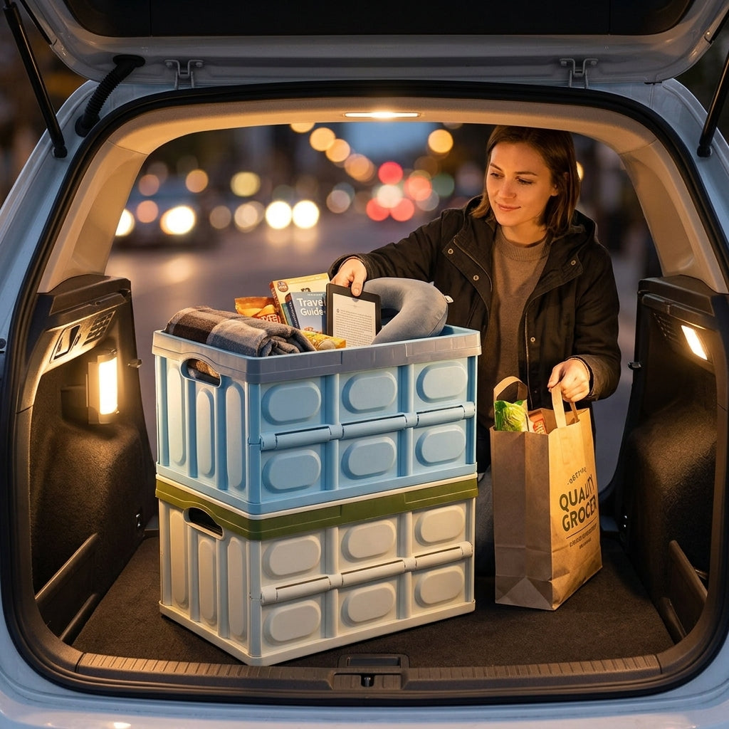 Car trunk folding storage box, car storage box, car trunk organizer box, storage box, portable storage - Lifestyle Night