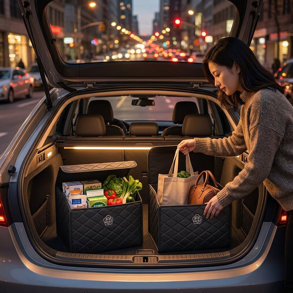Car trunk storage box, car tail box, camellia car, good things, sorting storage box, multi-functional storage girl - Lifestyle Night