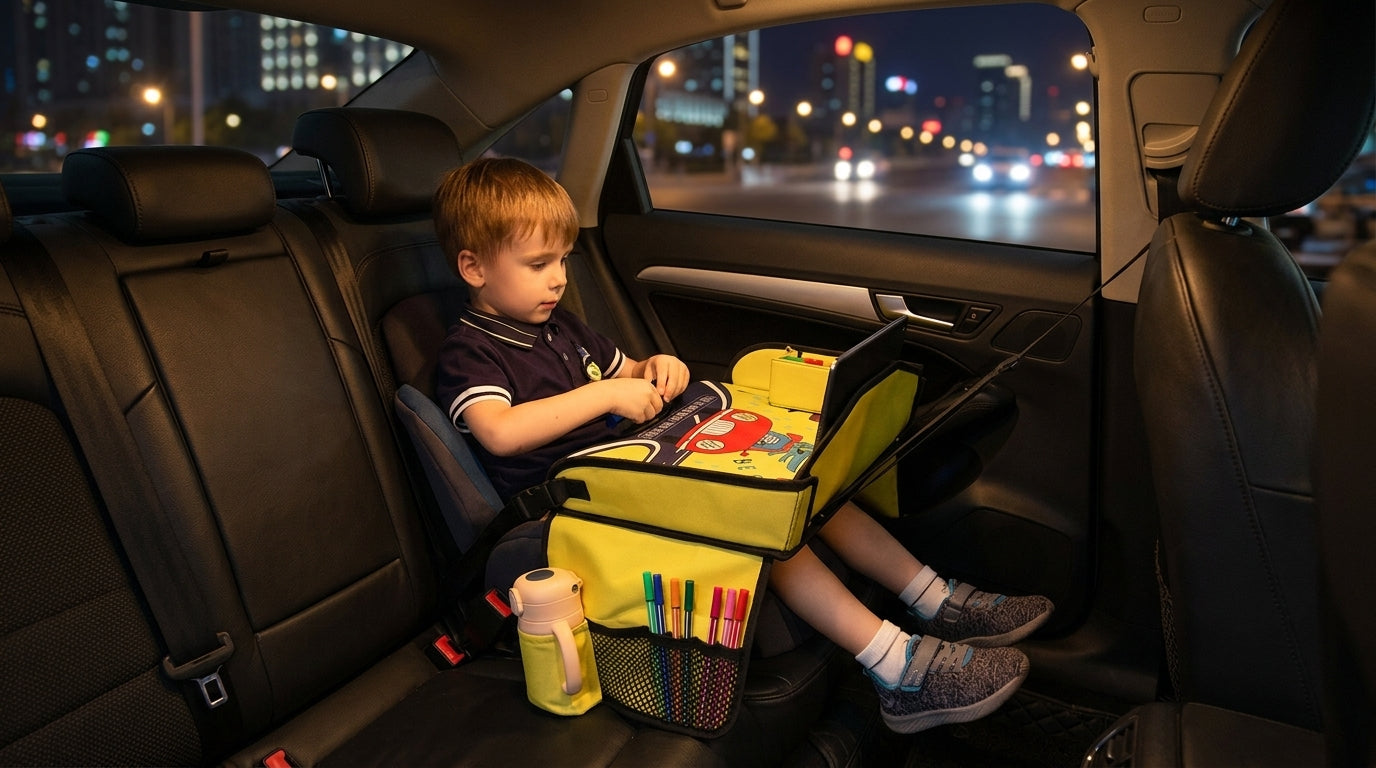 Cross-border car mini table, children's travel tray, car rear seat soothing tool, safety seat folding table - Lifestyle Night