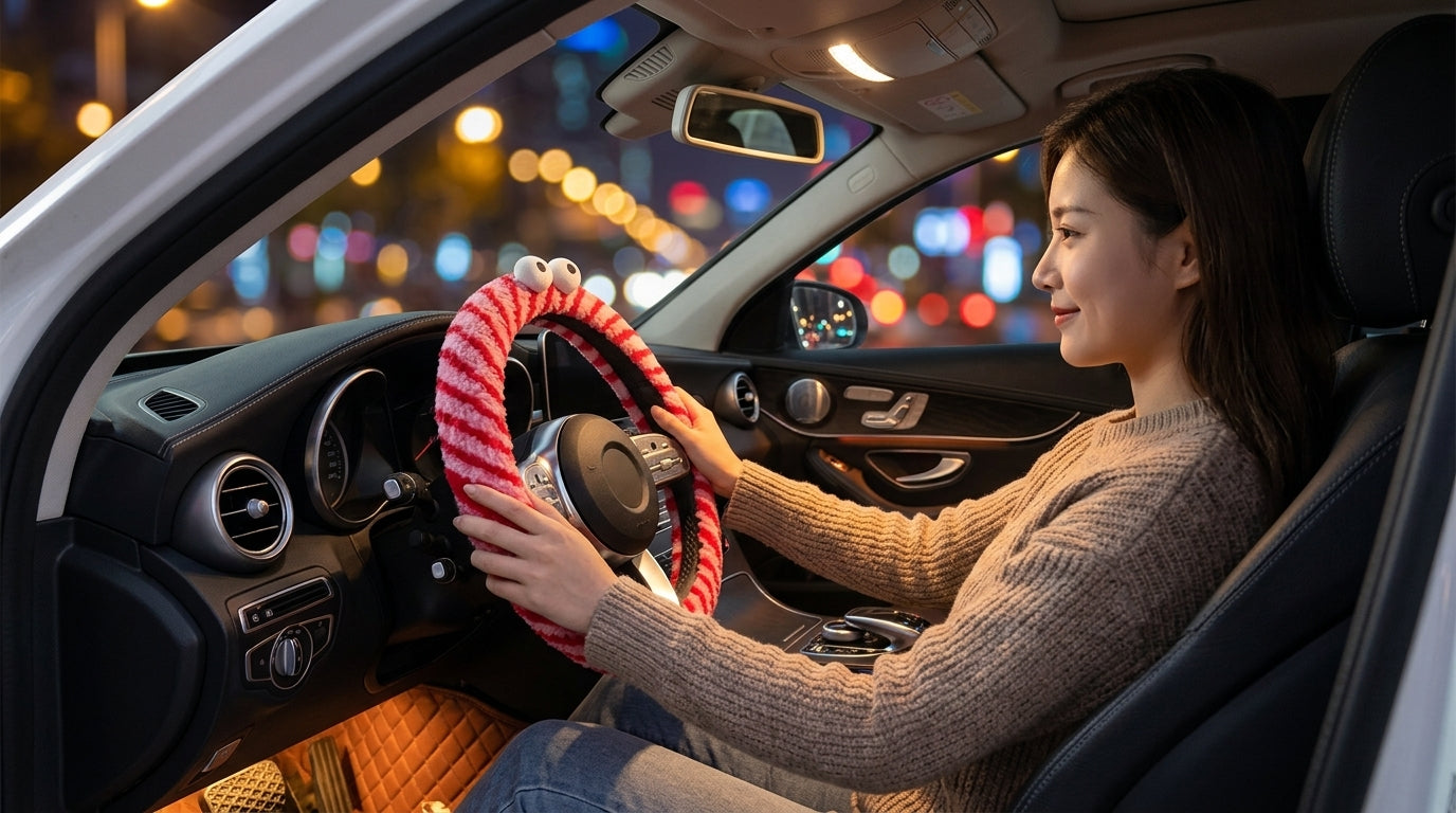 Winter plush steering wheel covers, 2024 new Monster non-slip warm all-season GM heated handlebar covers, women's version - Lifestyle Night