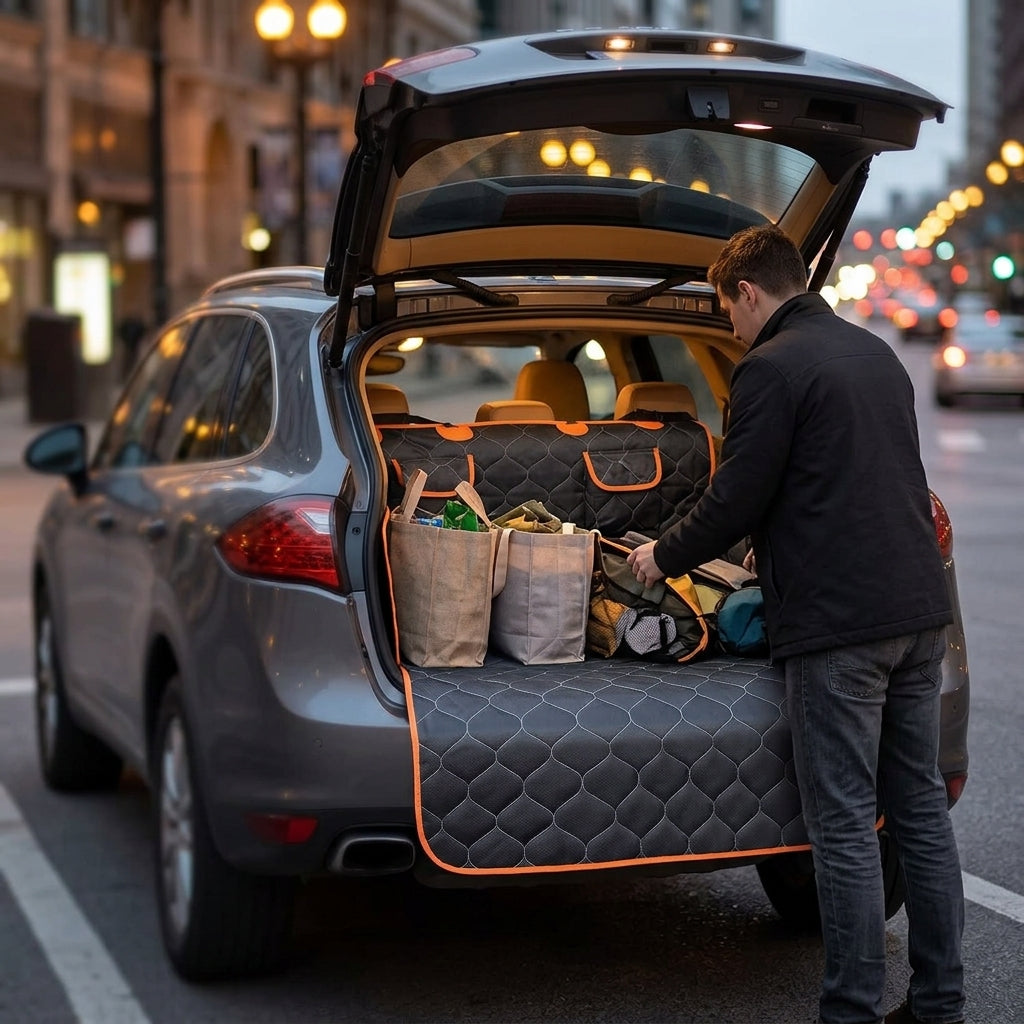 Car Trunk Mat for Pets - Non-Slip Dog Travel Seat Cover - Lifestyle Night
