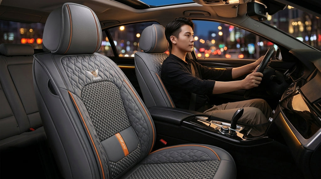 The 2025 new lumbar Napa leather ice silk car seat cushion is suitable for all seasons - Lifestyle Night