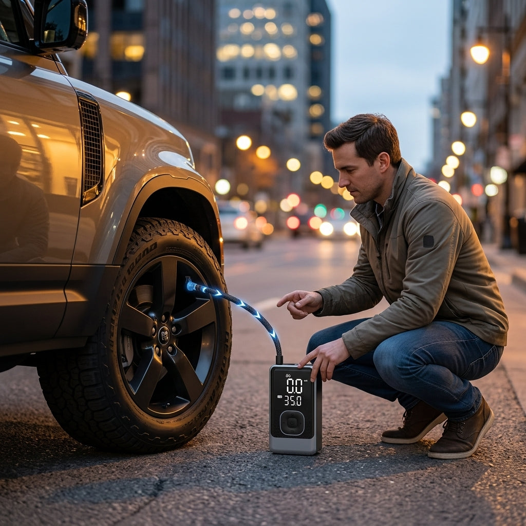 Cross-border on-board inflatable pump, on-board wireless inflatable pump, portable inflatable pump for car, electric car tire pump - Lifestyle Night