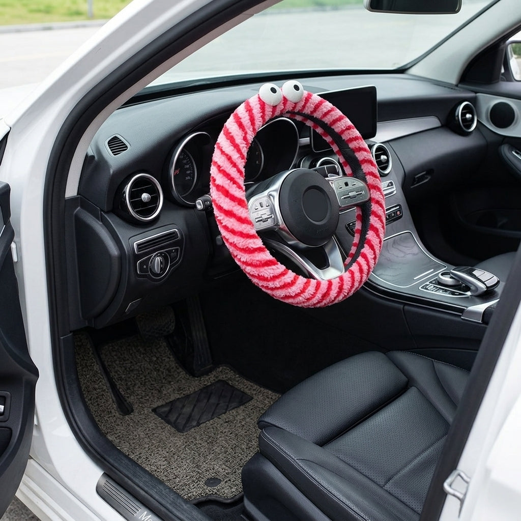 Winter plush steering wheel covers, 2024 new Monster non-slip warm all-season GM heated handlebar covers, women's version - Interior Placement