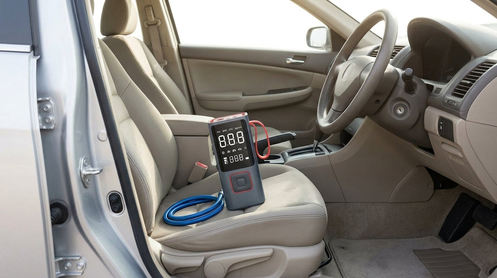 Car Inflator Pump Outdoor Convenient Car Wireless Inflator Pump Digital Tire Pressure Car Tire Electric Pump - Interior Placement