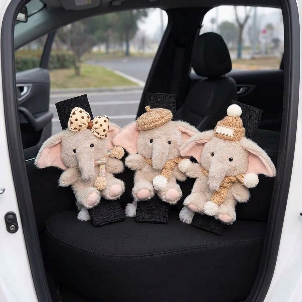 Cute little elephant car seat belt shoulder pad, premium creative decoration, all-season universal couple for women - Interior Placement